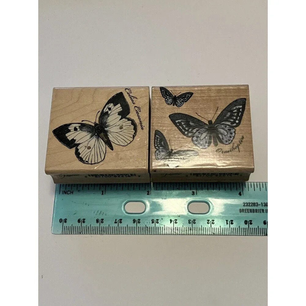Hero Arts Rubber Stamps Butterflies Petite Prints set of 2 wood mount
